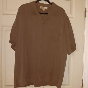 Pre Loved Tommy Bahama Brown Short Sleeve Silk Button-Up Shirt Sz XL